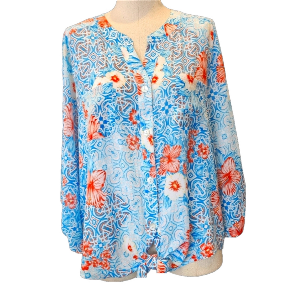 Ruby Rd. Tie Front Blouse - image 1